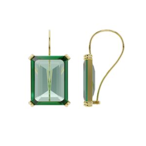 maxi earrings showcase a commanding 15 × 20 mm emerald-cut Green Tourmaline set in radiant gold
