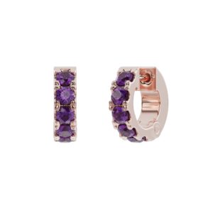 Hoop earring rose gold with Amethysts